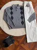 Suéter Tricô Jacquard Acolchoado Estilo Old Money para Homens, Tricô de Inverno com Gola Polo Retrô Americano de Alta Inteligência