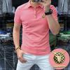 Polo de Verano para Hombre Lel Camiseta de Manga Corta con Relieve Tridimensional Guapo a la Moda de Manga Corta para Hombre Top Slim-fit