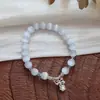 Pulsera de ojo de gato con cuentas, lazo incrustado de diamantes, clara y brillante, elegante y lujosa, joyería de nicho y exquisita con un toque de alta gama, versátil