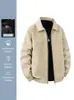 Chaqueta de cuero lisa de solapa estilo retro americano para hombre, prenda exterior holgada, moderna y sofisticada