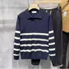 Suéter Polo Colorido com Listras e Gola Lapela Britânica Casual Moda Coreana Duffian Bonito Versátil Suéter de Tricô Masculino