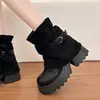 Botas de mujer con tacón de plataforma, nueva colección primavera/otoño 2026, suela gruesa, estilo ecuestre británico, botines para mujeres menudas, perfectas con faldas