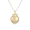 Aogu Moda Transfronteriza Lujo Accesible Chapado en Cobre Oro de 18 Quilates Zirconia Colgante de Mariquita Collar Cadena para Clavícula Elegante de Nicho para Mujer Nuevo