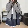 Cardigã suéter casual de tricô com ponto trançado, cor sólida, estilo coreano, casaco acinturado e solto para mulheres, blusa quente para outono e inverno