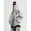 Sudadera con capucha de punto de patchwork deconstruido estilo americano para hombre 2026, unisex, marca de moda de otoño, chaqueta holgada para pareja