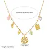 Collar Colgante de Moda Transfronteriza Elegante Cuerda Trenzada Nudada DIY Flor Corazón Cuadrado Rueda Solar Chapado en Oro