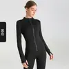 Chamarra de Yoga Lulu para Mujer, Ajustada, Cuello Alto, Cremallera, Manga Larga, Ropa de Yoga, Deportiva, para Correr, Fitness, Estilo Otoño