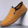 Zapatos de Hombre Transfronterizos, Nuevos Estilos Primavera y Otoño, Zapatos Casuales Slip-On Versátiles para Hombre, Zapatos de Cuero Casuales Antideslizantes de Suela Suave para Conducir para Papá