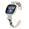 Adecuado para Smartwatch Fitbit Versa4 con Corona y Correa de Cuero Versa3 en Forma de T Incrustada de Diamantes