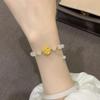 Pulsera de flor de loto Libro Rojo Pequeño Jade blanco Hetian Esmalte de jade Pulsera de oro arenado de 8 mm Generación pequeña y fresca Transmisión en vivo