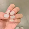 Ling Luo OriginalMesmo Estilo de Xu YanCor Nude Água BrancaContas de Vidro Transparentes GeloTemperamento ClareamentoUnhas Artificiais Feitas à MãoAtacado