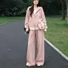 Conjunto cruzado de sudadera con capucha y cremallera, bloques de color, corte holgado, talla grande para mujer, y pantalón ancho, para primavera y otoño