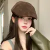Gorra de Boina Retro Británica de Color Sólido para Mujer, Estilo Coreano Primavera y Otoño, Gorra de Pato Versátil que Adelgaza el Rostro, Boina de Calle de Moda para Pareja