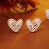 Pendientes Populares de Tulipán Corazón con Piedra Ojo de Gato, Sencillos y de Moda, Gama Alta, Pendientes Dulces y Lindos, Accesorios Estilo Chica Dulce