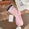 Calcetines de Otoño 2025 Estilo Coreano Ins Tendencia Nuevo Gatito Letra Ab Dibujos Animados Estilo Universitario Longitud Media Versátiles para Mujer