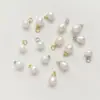 Perlas de Agua Dulce Naturales Chapadas en Oro de 18 Quilates, Cuentas Blancas en Forma de Botón, Colgantes para Manualidades Hechas a Mano con Cuentas en Forma de Gota Pequeña