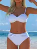 Verão 2027 Novo Biquíni Sexy Transfronteiriço Europeu e Americano Moda Praia Feminina Sexy com Estampa e Cadarço Maiô de Praia