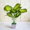 12 cabeças coração de frango folha de rabanete verde folha de maçã verde planta de simulação folha de borracha flor de simulação árvore planta verde perene