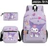 3D Nuevo Producto Impreso Periférico Sanrio kuromi kuromi Mochila Bolsa Escolar Estuche para Lápices Bolsa de Hombro Set de Tres Piezas