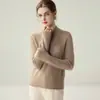 Novo Suéter 100% Caxemira Pura Outono/Inverno para Mulheres, Gola Alta Meia, Manga Longa, Modelagem Justa, Suéter de Tricô