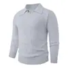 2026 Otoño/Invierno Transfronterizo Nuevo Suéter Pulóver de Punto para Hombre Color Sólido Cuello Solapa Moda Juvenil Camisa Base Casual