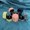 Caja Hexagonal Flip para Anillo Papel Terciopelo Impreso Caja de Joyería Propuesta Boda Caja para Anillo de Diamante Caja para Aretes