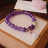 Pulseira de Ametista Natural de 8mm para Mulheres, Contas de Cristal Roxo Escuro, Nove Fogo Roxo, Nova Pulseira com Fecho de Segurança Chinoiserie