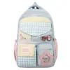 Nova Mochila Estilosa Estilo Japonês Ins para Mulheres, Mochila Xadrez Fresca e Doce, Mochila Leve de Grande Capacidade para Passeio de Primavera