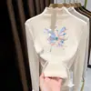 Camiseta Infantil Outono/Inverno Gola Meia-Alta Autoaquecimento Quente Top para Menina Acabamento com Babado de Veludo Camada Base