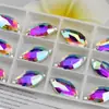 Pétalas Folhas de Vidro Fivela Plana Duplo Furo Costurado à Mão Diamante DIY Vestido Vestido de Noiva Acessórios de Vestuário