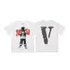 Camiseta de Verano Clásica de Manga Corta para Hombre Vlone Fog Mosaico Estampado Reflectante Marca de Moda V Grande Ajuste Holgado