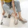 Sandalias Romanas Abiertas de Tejido Estilo Francés para Mujer, Nuevos Zapatos Planos Tejidos de Verano 2026, Sandalias Romanas de Playa Retro de Nicho