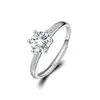 Anel de Diamante de Luxo Quente Transfronteiriço Moda Feminina Clássico Anel de Seis Garras Um Quilate Anel de Casamento Anel Ajustável para Casal