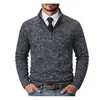Amazon Transfronterizo Otoño e Invierno Suéter Cardigan de Cuello Alto para Hombre Chaqueta Gruesa Cálida con Forro Polar Estilo Europeo y Americano Prendas de Punto Ropa de Abrigo