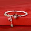 Pulsera Dios de la Riqueza de Plata Pura 999 para Hombres y Mujeres, Pulsera con Charm Dios de la Riqueza, Pulsera de Esmalte Estilo Chino, Regalo de Pareja Año del Caballo para Mujeres