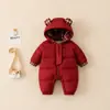 Lindo Abrigo de Invierno con Capucha de Orejas, Mono de Algodón Engrosado para Bebé con Forro de Felpa, Súper Lindo y Cálido, Atuendo para Salir en Invierno