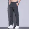 Pantalones de Hielo de Seda de Verano 2026 para Hombre, Pantalones Casuales Elásticos de Pierna Recta Finos de Secado Rápido, Pantalones Largos Sueltos con Caída