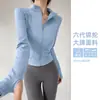 Conjunto de Ropa de Yoga para Mujer con Cuello Alto, Cremallera, Chaqueta de Secado Rápido, Pantalones de Dos Piezas Falsos, Conjunto de Ropa Deportiva para Fitness, Running, Pilates, Entrenamiento