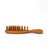 Pente de Massagem Redondo de Dentes Largos de Sândalo, Pente Raspador de Meridianos com Cabeça de Massagem de Madeira Maciça, Pente de Dentes Grossos para Folículos Capilares, Pente de Dentes Largos