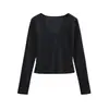 Camiseta Jacquard de Renda Levemente Transparente Estilo Desejo Puro, Nova Moda Primavera Slim Fit Camisa Base Curta, Top Estiloso