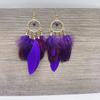 Pendientes Bohemios de Plumas Transfronterizos, Pendientes Redondos de Borla Coloridos de Cuentas de Semilla Estilo Retro de Alta Gama Xizang al por Mayor para el Año Nuevo