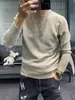 Suéter de Color Sólido para Hombre, Nuevo Otoño/Invierno, Ajuste Holgado, Cuello Redondo, Tejido de Punto Simple de Moda, Suéter Popular de Manga Larga para Jóvenes