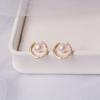 Pendientes de Perla de Agua Dulce Natural con Sentido de Diseño para el Viaje Diario, Aguja de Plata 925, Temperamento, Inyección de Oro de 14k, Pendientes de Círculo Plano para Mujer
