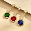Aretes Mili de Piedra de Cristal Facetada Tricolor Ultra Brillante con Circonia Acero Inoxidable Chapado en Oro de 18K Accesorios para Mujer Aretes Adornos para Orejas Aretes