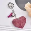 Nuevo Estilo Chanel Corazón de Melocotón Pedrería Cuero Llavero Borla Colgante Llavero Corea del Sur Franela Diamante Llavero