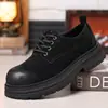 Botas Martin de cano baixo, sapatos masculinos de sola grossa, estilo britânico, botas Martin casuais retrô, sapatos de derby de dedo grande
