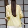 Primavera e Verão Novas Mulheres Melhoradas Hanfu Novo Estilo Chinês Retro Artístico Zen Tang Terno Chá Roupa Cardigan Top 6027