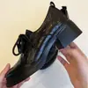 Versión de Cuero Suave~Mocasines Retro Británicos de Cuero Suave con Punta Redonda y Cordones Versátiles para el Trabajo Tacón Grueso Zapatos Pequeños de Cuero Zapatos Individuales para Mujer