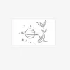Pegatina de Tatuaje de Ballena Minimalista con Línea Fina y Adornos de Estrella de Saturno, Impermeable, Resistente al Sudor, No Reflectante