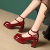 Blanco Francés Pequeño Impermeable Plataforma Tacón Grueso Tacones Altos Zapatos Mary Jane de Estilo Japonés Retro para Mujer Nuevo Otoño e Invierno 2024